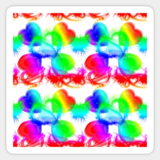 Funky Rainbow Hearts With White Background Sticker